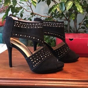 J. LO  Jennifer Lopez New black open toe cut out stiletto high heels 9 1/2 Party
